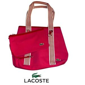 Lacoste Pink Tote Bag with Pouch